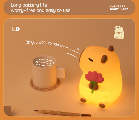 طراحی مدرن سیلیکون کاپیبارا چراغ شب قابل حمل USB قابل شارژ مجدد منبع نور LED کنترل لمسی چراغ حیوانات برای اتاق خواب