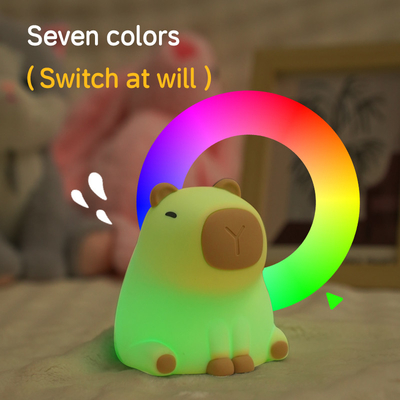 چراغ شب سیلیکونی جدید مدل Cute Capybara usb قابل شارژ مجدد لامپ لامپ LED Pat لامپ زمان بندی کمرنگ میز تزئینی لامپ خواب