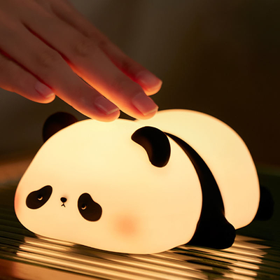 لامپ سیلیکونی پاندا 1200mah حساس کنترل نل گرم سفید نفس نور قابل حمل LED USB قابل شارژ نور شب