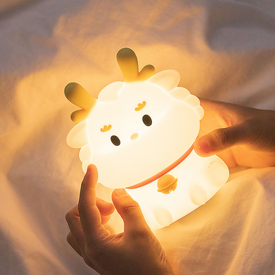 LED USB قابل شارژ مجدد Dimming Dragon Touch کارتون دکوراسیون اتاق خواب زیبا سیلیکون baby loong چراغ میز شب نور