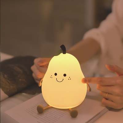 چراغ LED گلابی میوه سیلیکون نور شب 7 رنگ کمرنگ لمسی USB شارژ مجدد کارتونی چراغ کنار تخت خواب دکوراسیون اتاق خواب هدیه کودک زیبا
