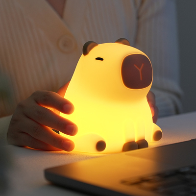چراغ شب سیلیکونی جدید مدل Cute Capybara usb قابل شارژ مجدد لامپ لامپ LED Pat لامپ زمان بندی کمرنگ میز تزئینی لامپ خواب